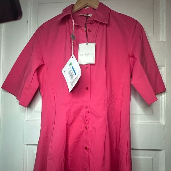 Antonelli | NWTs Monaco Pink Front Button Midi Dress Size Medium - Picture 5 of 13